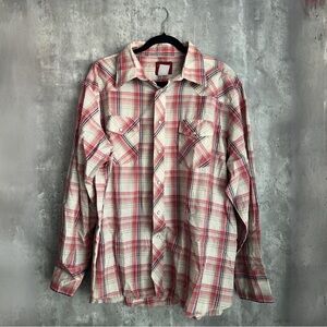 Vintage Rustler by Wrangler Men’s Plaid Snap Long Sleeve Shirt Size XL